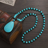 Turquoise Water Drop Pendant Ethnic Necklace