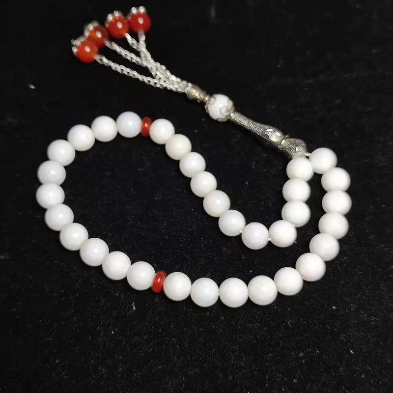 Organic Shell 8mm Tridacina Beads Bracelet 33 Islamic Taisbiha Prayer Beads