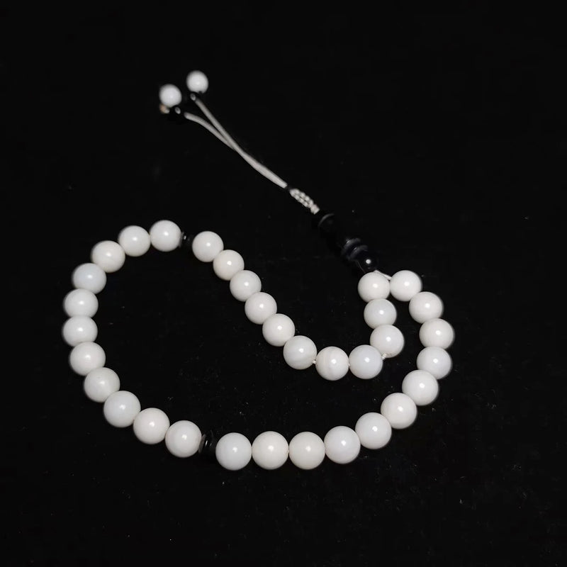 Organic Shell Tridacina 8mm Round Beads 33 Prayer Beads Bracelet