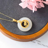 Hetian Jade S925 Sterling Silver Peace Buckle Pendant