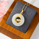 Hetian Jade S925 Sterling Silver Peace Buckle Pendant
