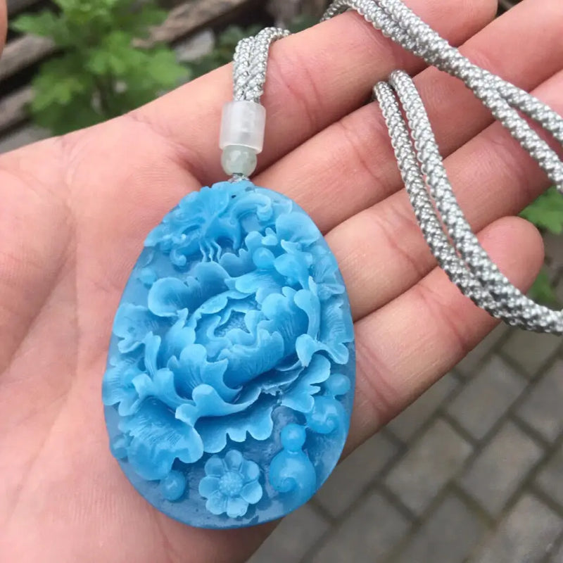 Natural Stone Butterfly Love Flower Pendant