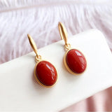 Bohemian Oval Earrings Enamel Porcelain Silver Jewelry