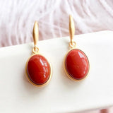 Bohemian Oval Earrings Enamel Porcelain Silver Jewelry
