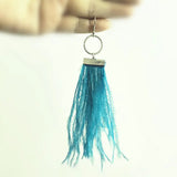 Ostrich Feather Tassel Earrings Circle Pendant Dangle Earring
