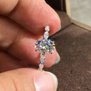 Oval Moissanite Engagement Ring Real 14K  Anillos De Bizuteria