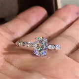 Oval Moissanite Engagement Ring Real 14K  Anillos De Bizuteria