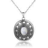 Moonstone Pendant Necklace 925 Sterling Silver Classic Jewelry