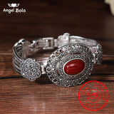 Vintage Crystal Flower Thai Silver Bracelet