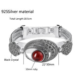 Vintage Crystal Flower Thai Silver Bracelet