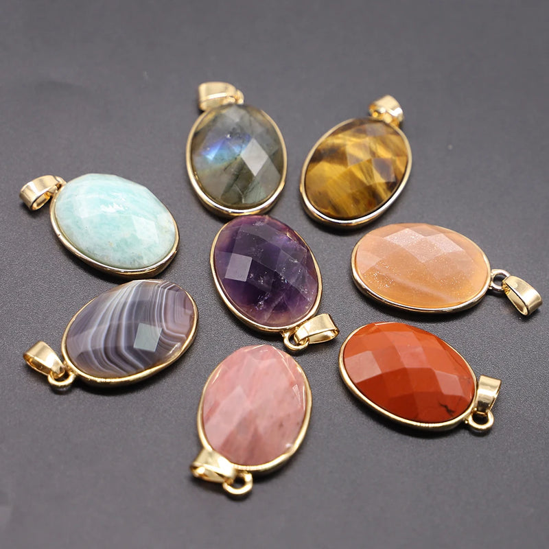 Agated Amazonite Sun Stone Persian Gulf Charm Pendants for DIY Jewelry Necklace