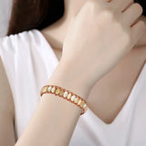 Natural Oval Shell Beads Wrap Bracelet Stainless Steel Clasp Flower Women Gift