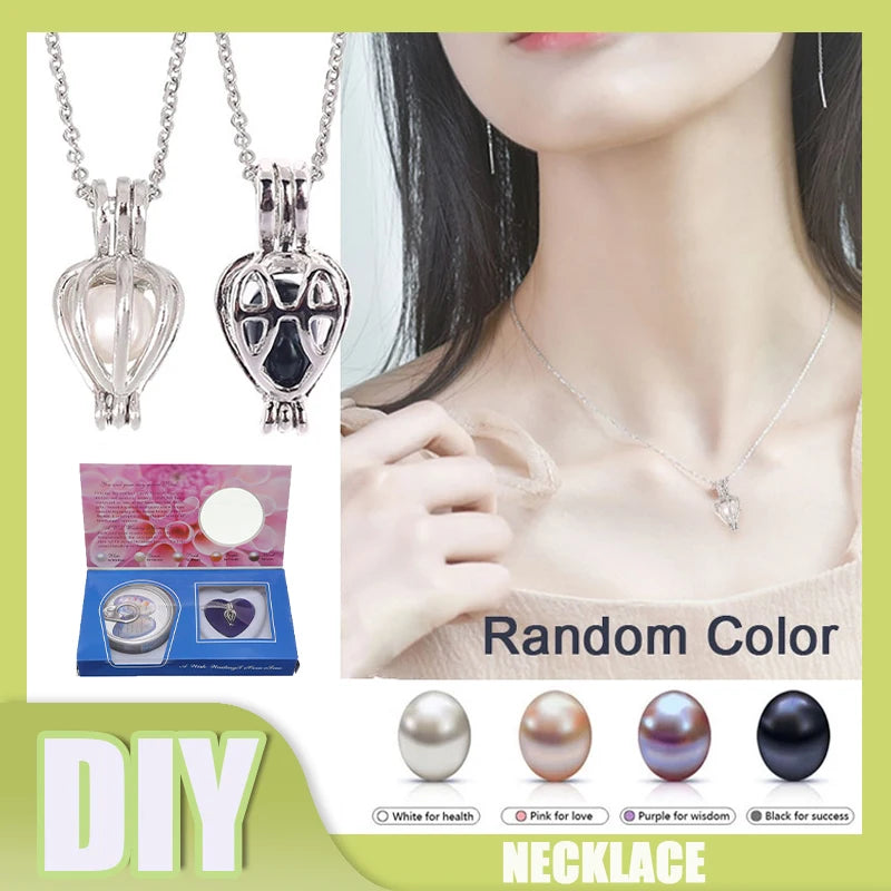 Natural Oyster Wish Pearl Vacuum Can Pendant Necklace Charm Necklace