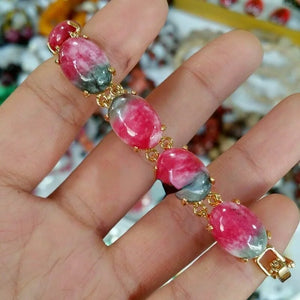 Peach Blossom Jade Bracelet Healing Gemstone Jewelry for Women