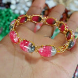 Peach Blossom Jade Bracelet Healing Gemstone Jewelry for Women