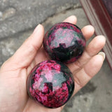 Peach Blossom Stone Jade Ball Crystal Sphere Healing 45-50mm