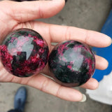 Peach Blossom Stone Jade Ball Crystal Sphere Healing 45-50mm