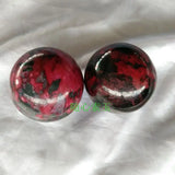Natural Peach Blossom Stone Jade Ball Crystal Sphere Healing