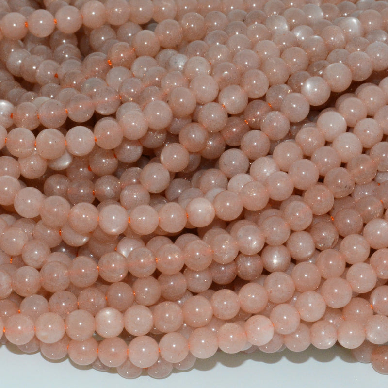 Peach Moonstone Round Beads 4.5mm