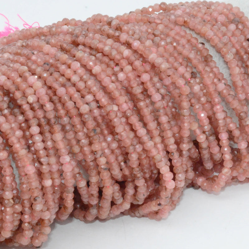 Peach Rhodochrosite Faceted Rondelle Beads 4mm
