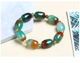 Natural Peacock Agate Bucket Bead Bracelet for Women