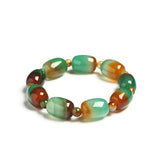Natural Peacock Agate Bucket Bead Bracelet for Women