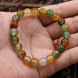 Peacock Agate Hand-carved Bead Bracelet - Grass Purple