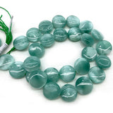 Natural Peacock Angelite Stone Beads 15'' Coin DIY Spacer Loose Beads