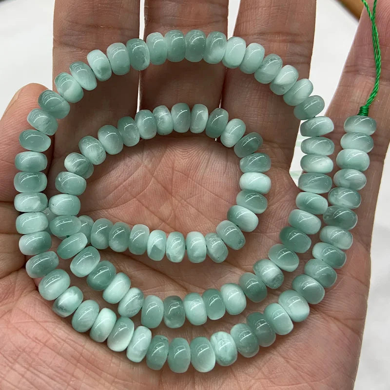 Natural Peacock Angelite Stone Beads 15'' Rondelle DIY Spacer Loose Beads