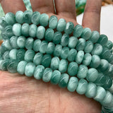Natural Peacock Angelite Stone Beads 15'' Rondelle DIY Spacer Loose Beads