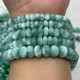 Natural Peacock Angelite Stone Beads 15'' Rondelle DIY Spacer Loose Beads