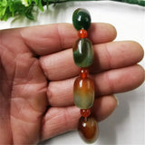 Peacock Green Agate Barrel Beads Bracelet