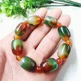 Peacock Green Agate Barrel Beads Bracelet