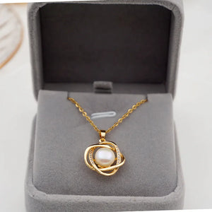 Natural Pearl 18K Rose Necklace Fine Gift Jewelry