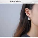 Flower Pearl Drop Earrings 925 Silver for Women