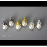 Flower Pearl Drop Earrings 925 Silver for Women