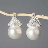 Flower Pearl Drop Earrings 925 Silver for Women