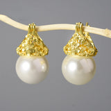 Flower Pearl Drop Earrings 925 Silver for Women