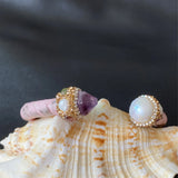 Pearl Amethyst Rhinestone Leather Bracelet Women's Charm Jewelry