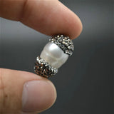 Natural Pearl Barrel Tube Beads Crystals Rhinestone Paved Findings