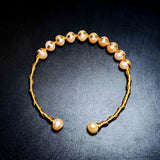 Natural Pearl Bracelet 14k Filled Open Bangle Jewelry for Girlfriend