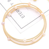 Natural Pearl Bracelet Brass Inlay Charm Bracelet