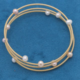 Natural Pearl Bracelet Brass Inlay Charm Bracelet