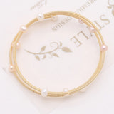Natural Pearl Bracelet Brass Inlay Charm Bracelet