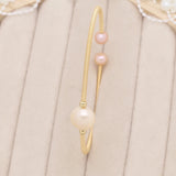 Natural Pearl Bracelet Brass Ring Purple Rice Pearls Charm Bracelet