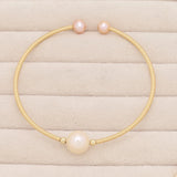 Natural Pearl Bracelet Brass Ring Purple Rice Pearls Charm Bracelet