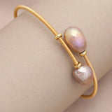 Natural Pearl Bracelet Brass Ring Purple Pearls Charm Bracelet