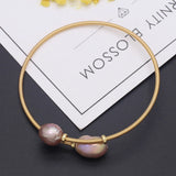 Natural Pearl Bracelet Brass Ring Purple Pearls Charm Bracelet