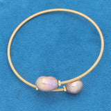 Natural Pearl Bracelet Brass Ring Purple Pearls Charm Bracelet