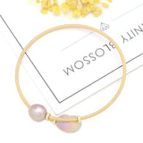 Natural Pearl Bracelet Brass Ring Purple Pearls Charm Bracelet